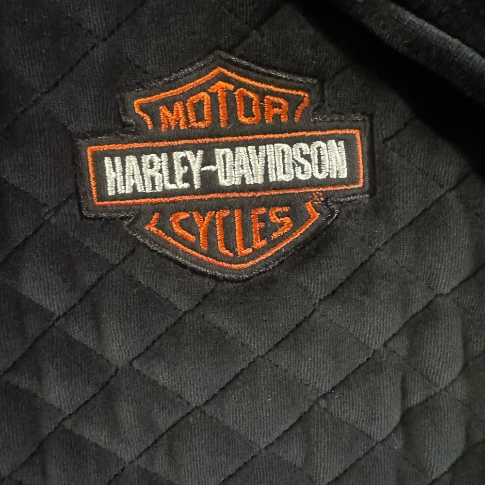 Harley-Davidson Black Quilted Hooded Baby Sleep Sack with Orange Logo - Picture 2 of 4